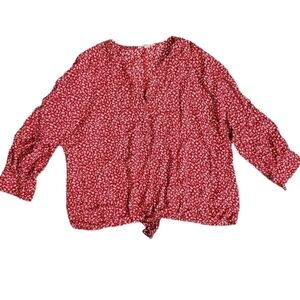 Beach Lunch Loung Collection Red Front Tie Top Size XS